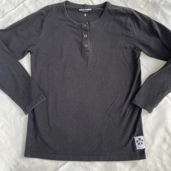 Mini RODINI basic  black long sleeve tee 128/136, size 7-9 - Picture 1 of 4